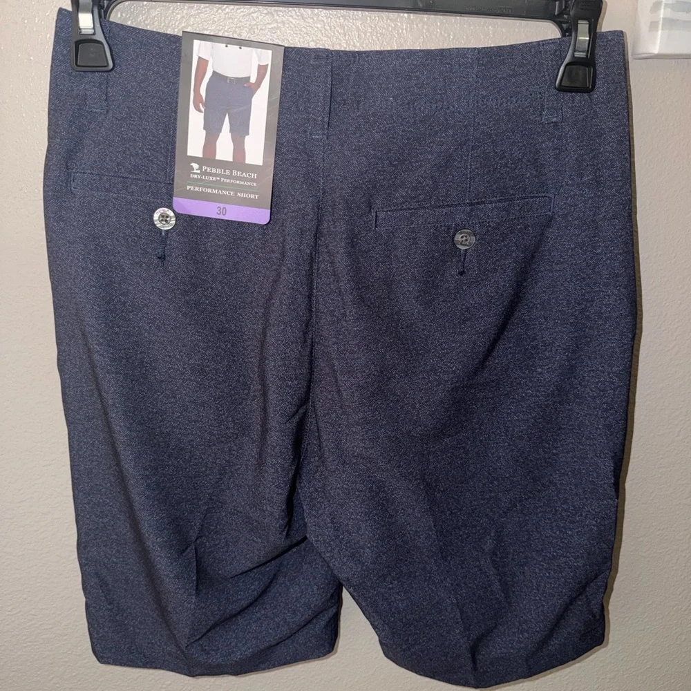 Men’s Pebble Beach Performance Dry Luxe Flat Front Golf Shorts Size 30 NWT Navy - Picture 2 of 9